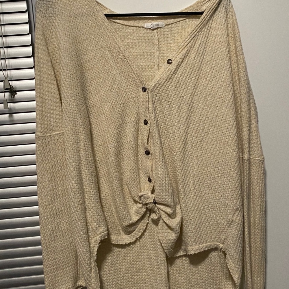 Waffle Knit Button up